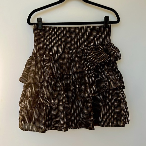 NWOT BANANA REPUBLIC Tiered Mini Skirt in Black/Brown (Size S, TALL) - Picture 2 of 4